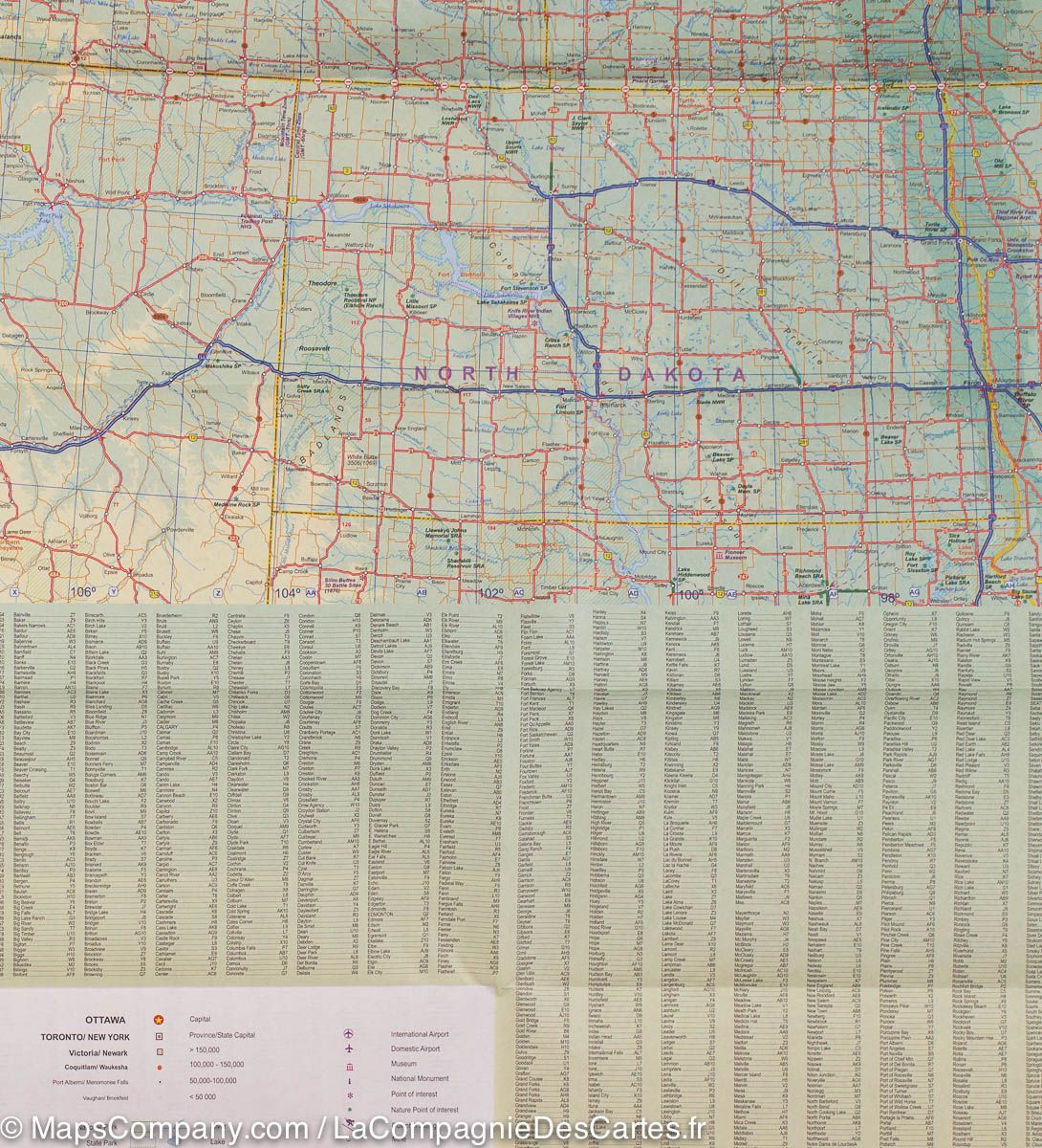 Carte frontalière USA-Canada | ITM carte routière ITM