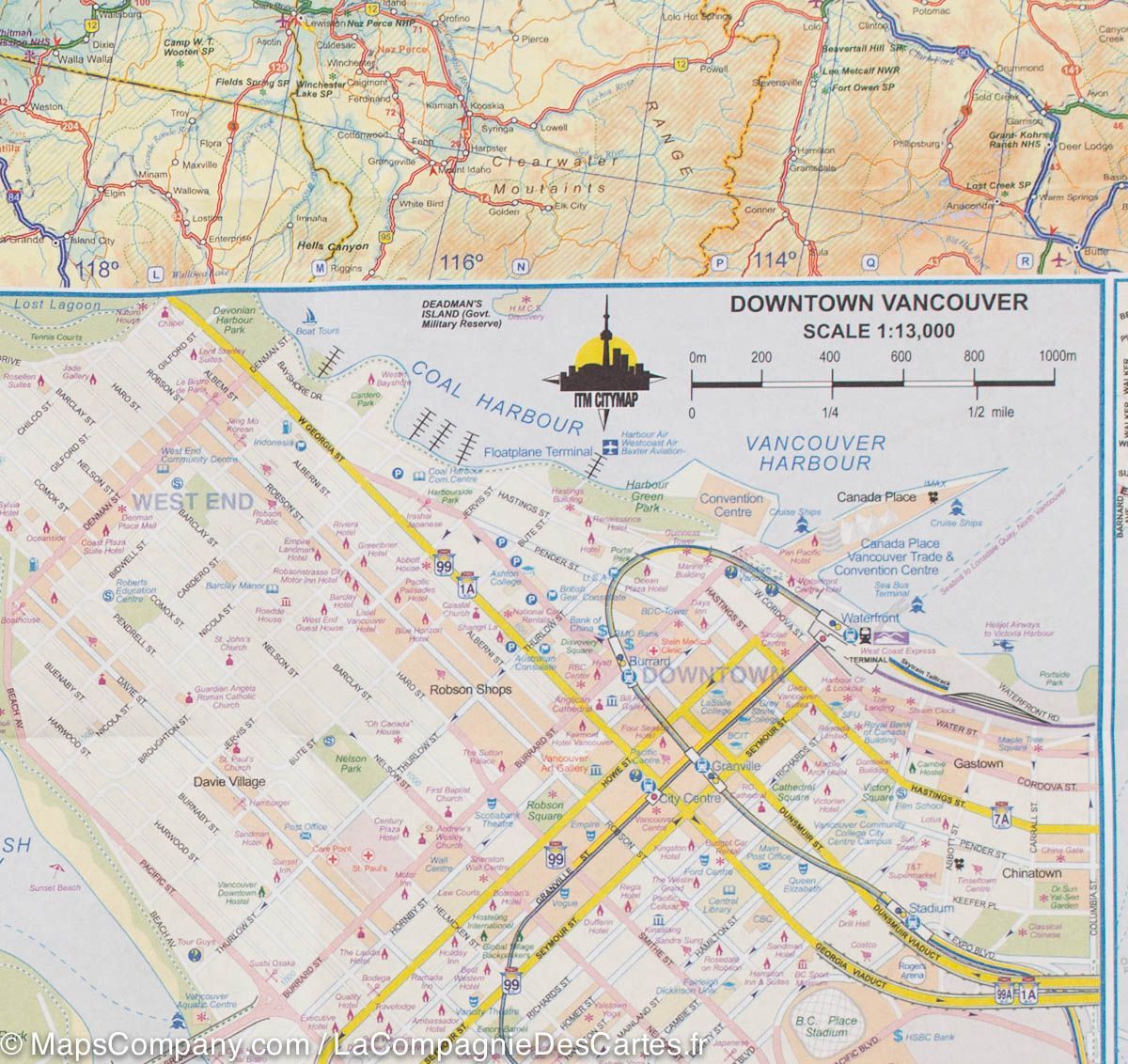 Carte frontalière USA-Canada | ITM carte routière ITM