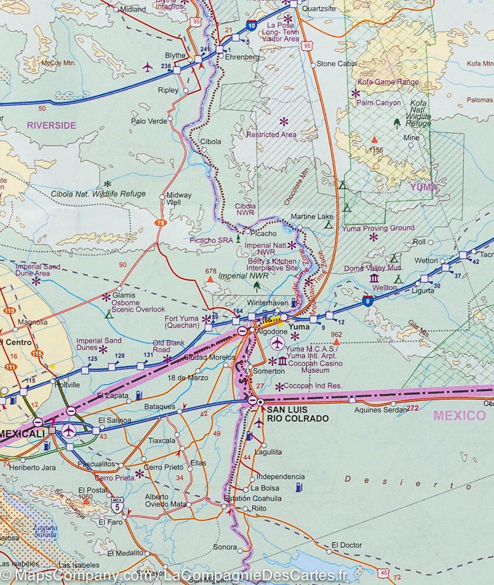 Carte frontalière USA - Mexique | ITM carte routière ITM