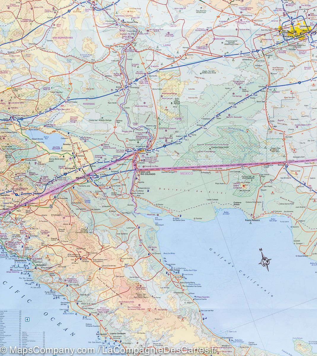 Carte frontalière USA - Mexique | ITM carte routière ITM