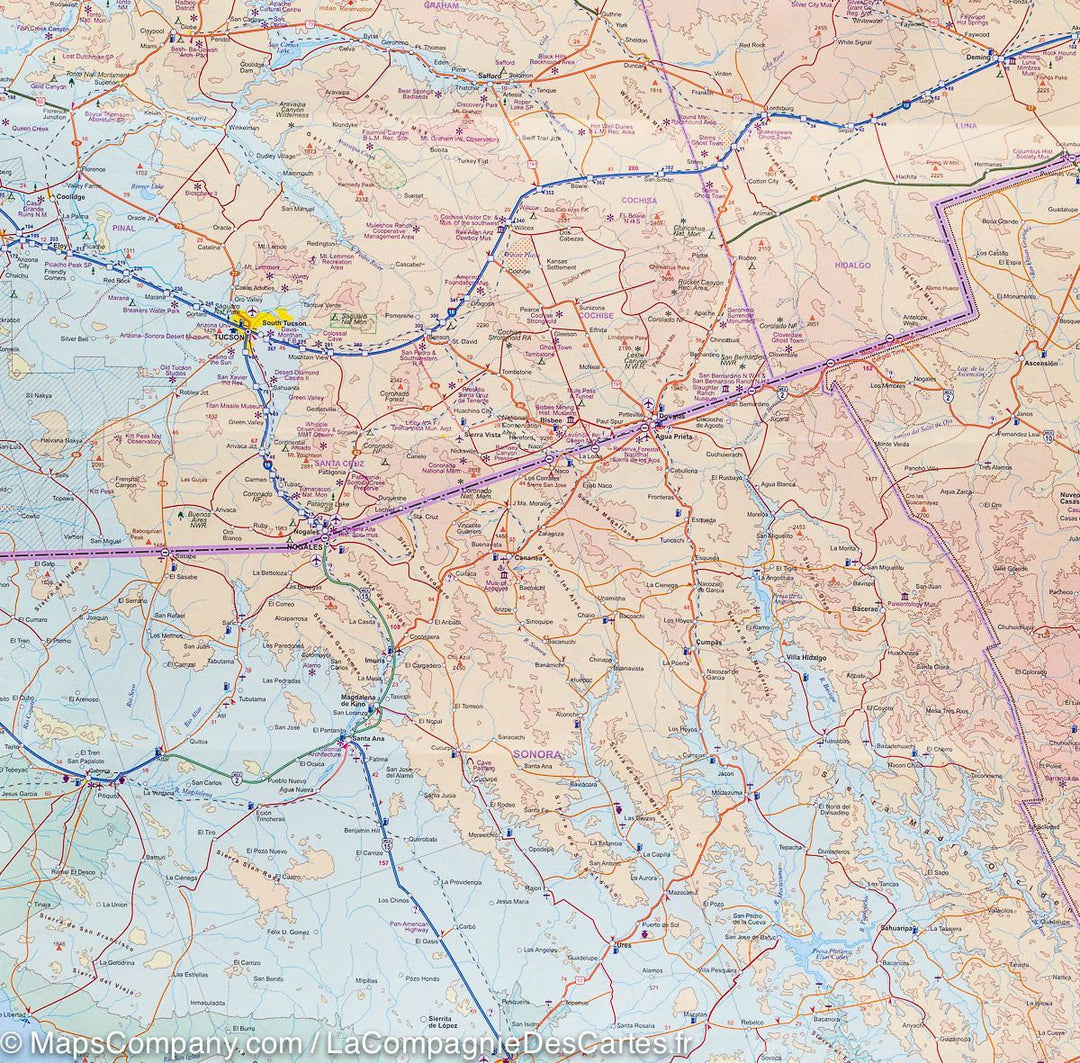 Carte frontalière USA - Mexique | ITM carte pliée ITM 