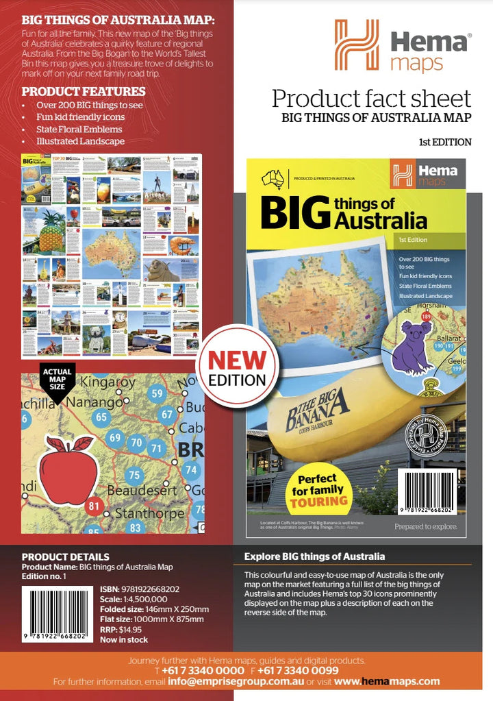 Carte générale - Big things of Australia | Hema Maps carte pliée Hema Maps 