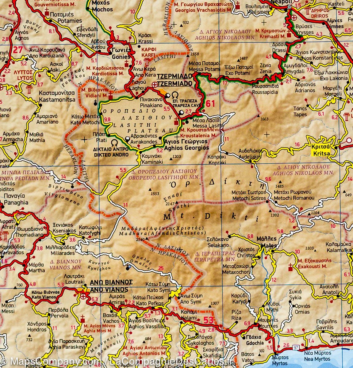 Carte de voyage n° 7 - Crète (Grèce) | Terrain Cartography carte routière Terrain Cartography