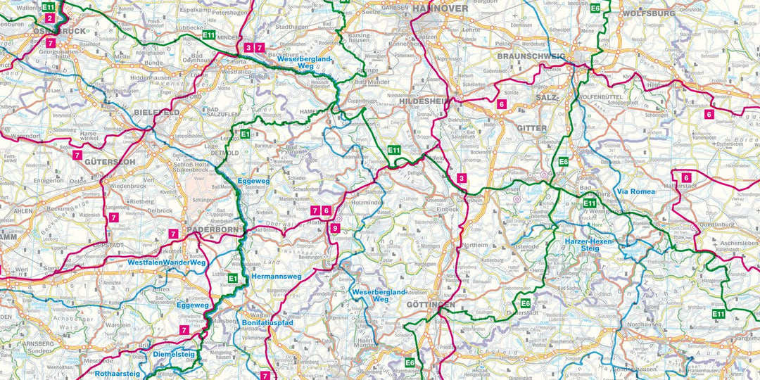 Carte générale des sentiers de longue randonnée - Allemagne | Freytag & Berndt carte pliée Freytag & Berndt 