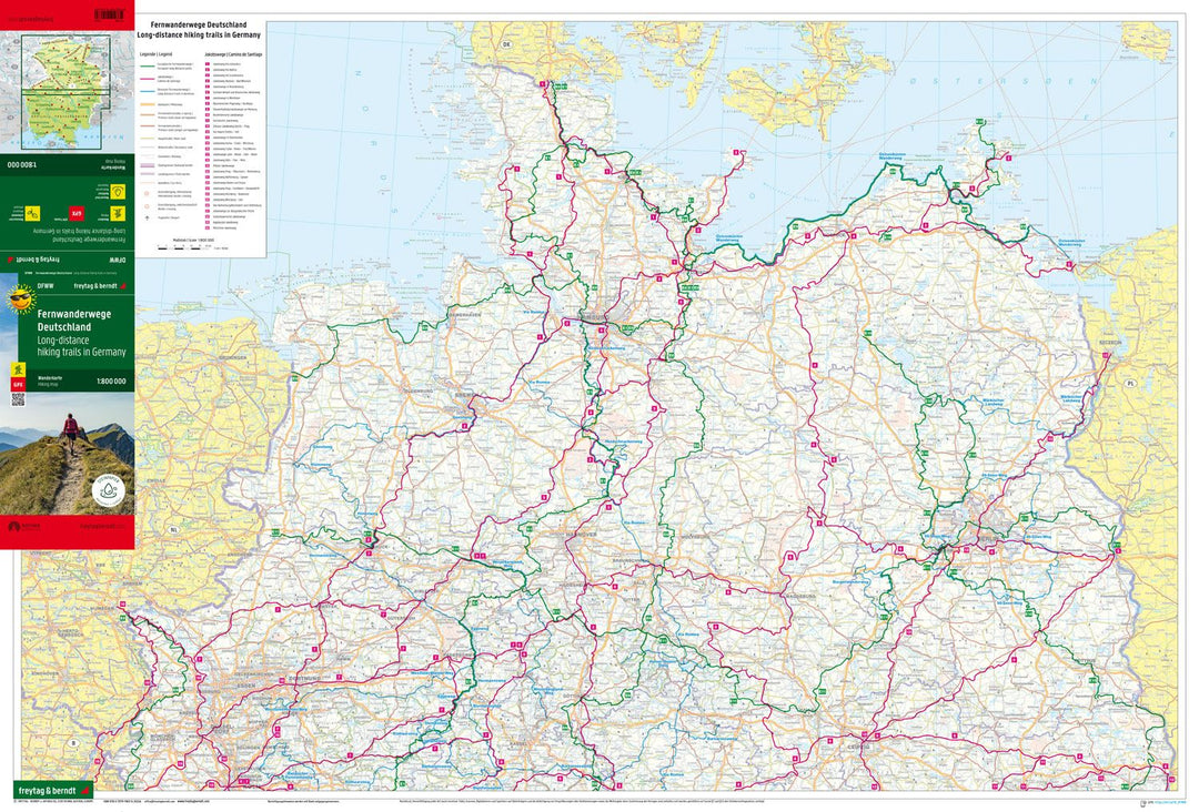 Carte générale des sentiers de longue randonnée - Allemagne | Freytag & Berndt carte pliée Freytag & Berndt 