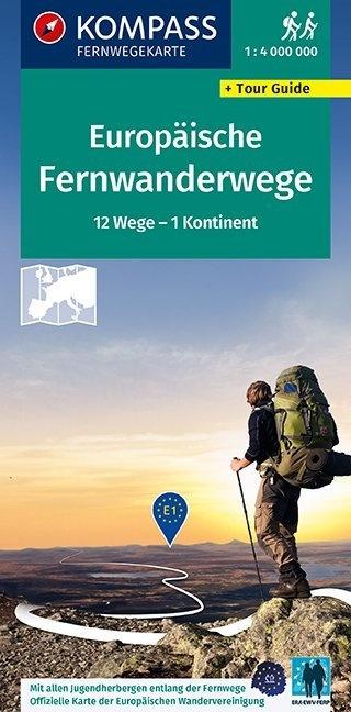 Carte générale - Europe : chemins de randonnées + Tour Guide | Kompass carte routière Kompass