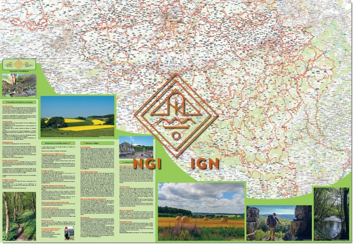 Carte générale - Sentiers de grande randonnée de la Belgique | NGI carte pliée IGN Belgique 