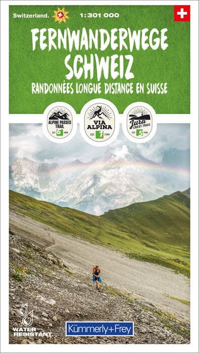 Carte générale - Sentiers de longue distance en Suisse | Kümmerly & Frey carte pliée Kümmerly & Frey 