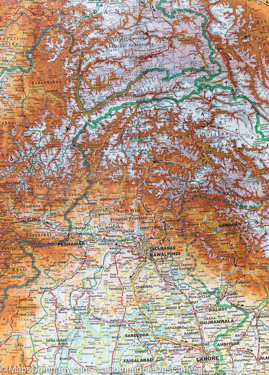 Carte géographique - Afghanistan, Kaboul & cinq villes | Gizi Map carte routière Gizi Map