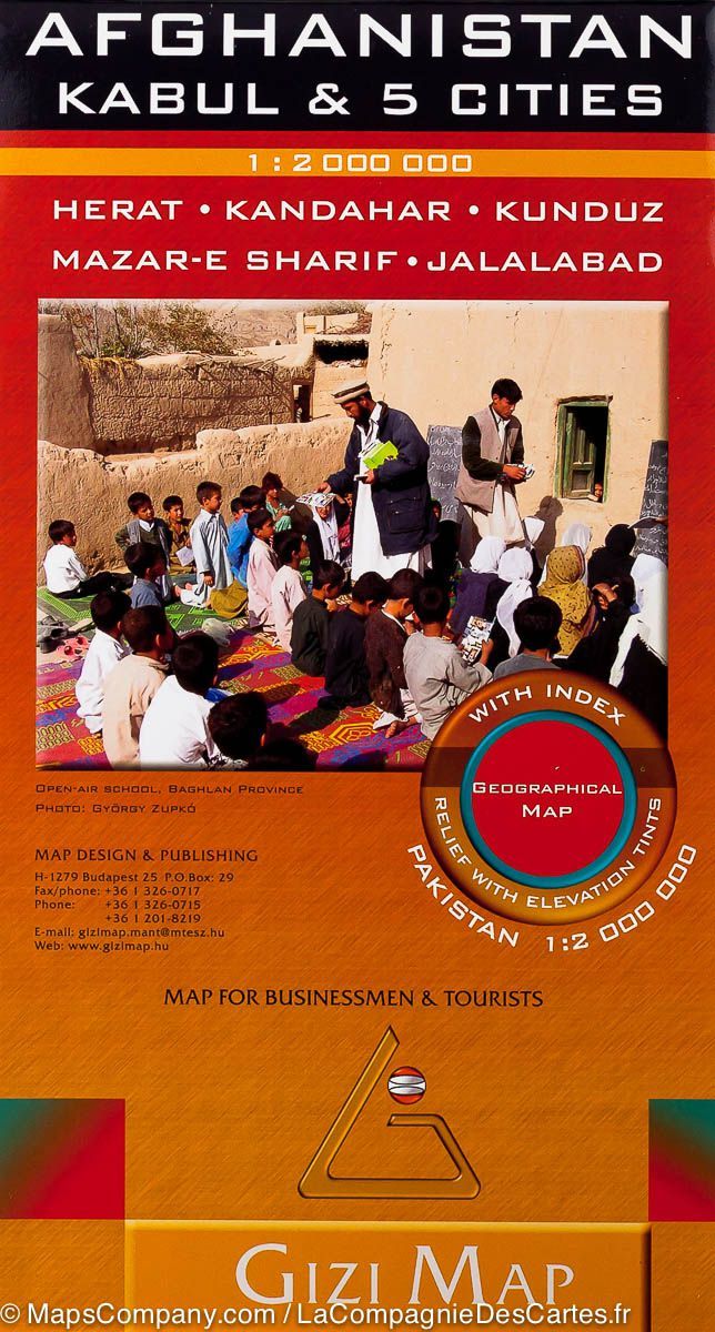 Carte géographique - Afghanistan, Kaboul & cinq villes | Gizi Map carte routière Gizi Map