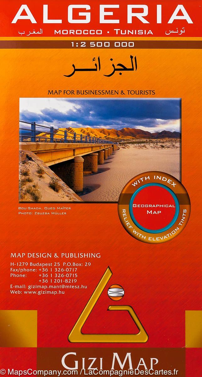 Carte géographique - Algérie, Maroc, Tunisie | Gizi Map carte routière Gizi Map