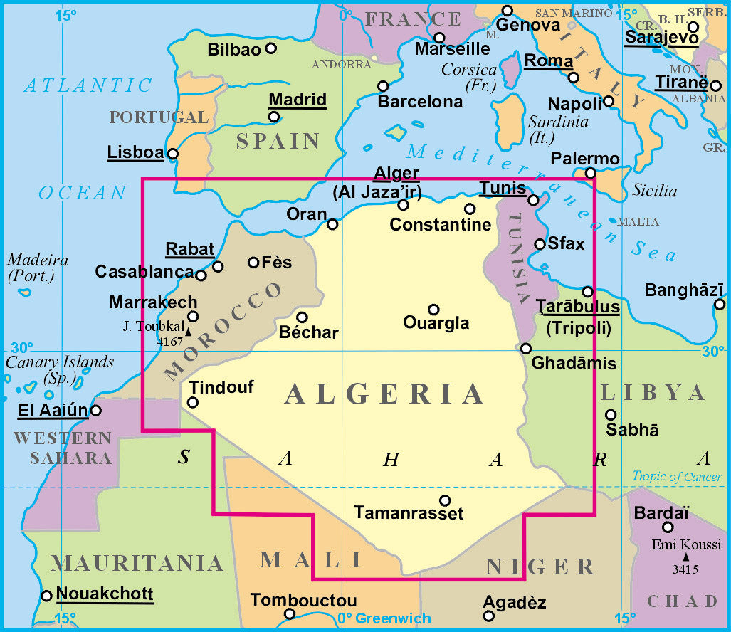 Carte géographique - Algérie, Maroc, Tunisie | Gizi Map carte routière Gizi Map Default Title