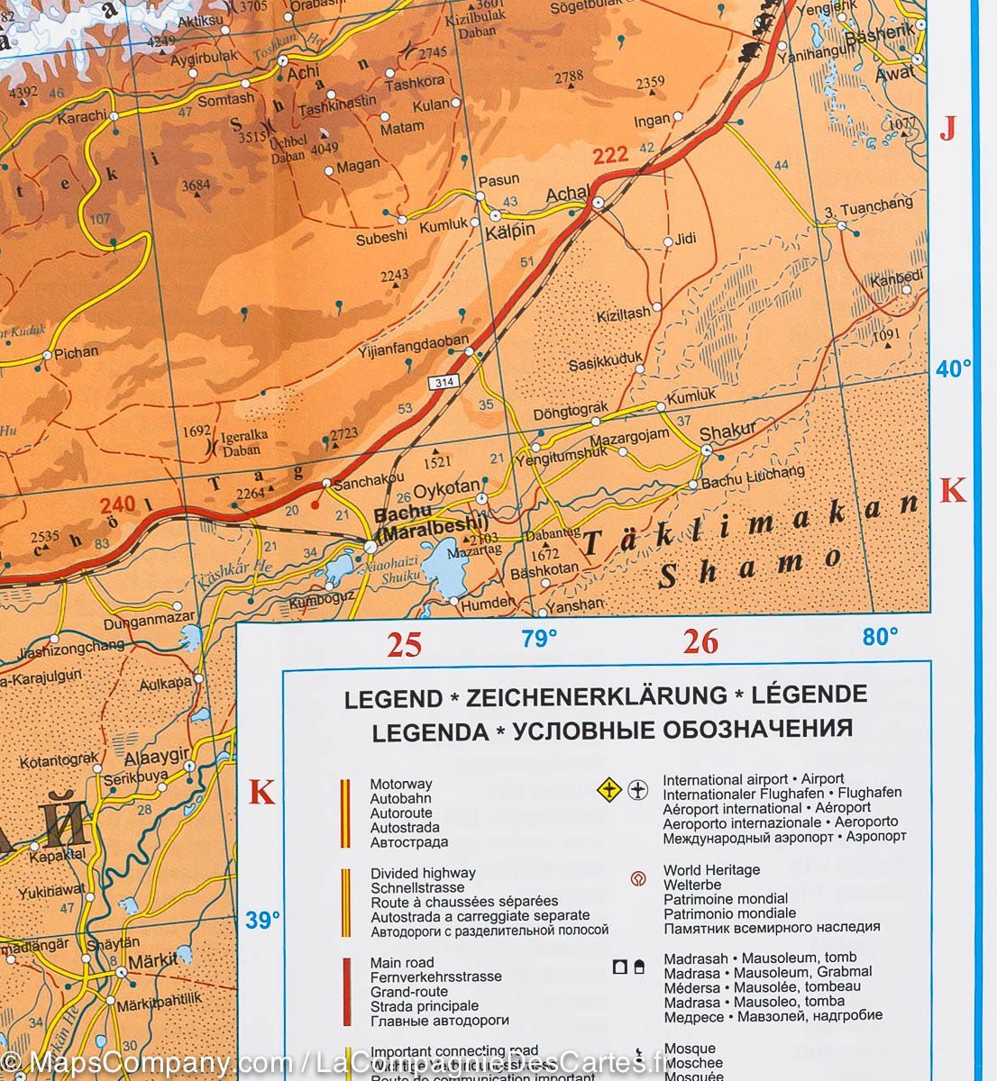 Carte géographique - Asie Centrale | Gizi Map carte routière Gizi Map