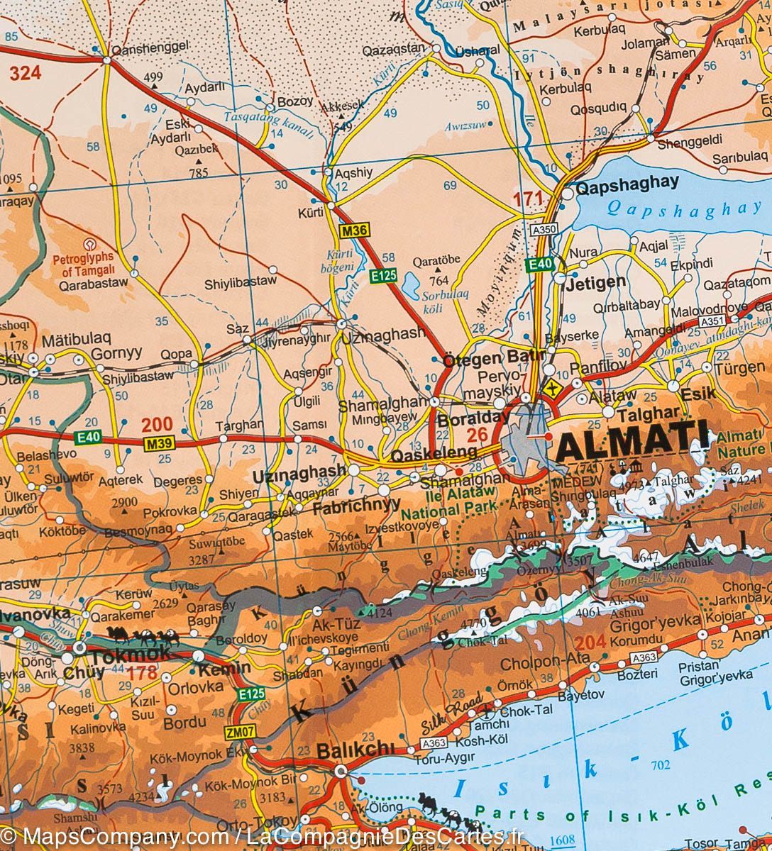 Carte géographique - Asie Centrale | Gizi Map carte routière Gizi Map