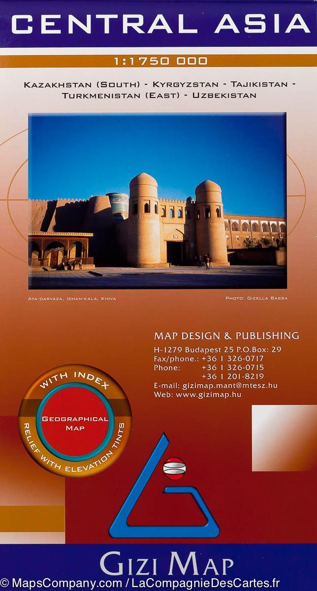 Carte géographique - Asie Centrale | Gizi Map carte routière Gizi Map