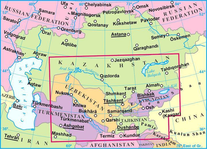 Carte géographique - Asie Centrale | Gizi Map carte pliée Gizi Map 