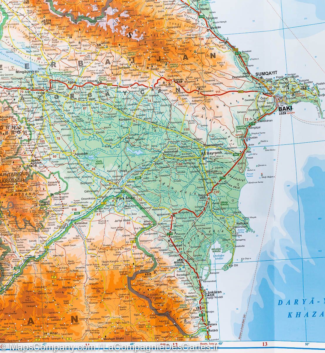 Carte géographique - Caucase | Gizi Map carte routière Gizi Map