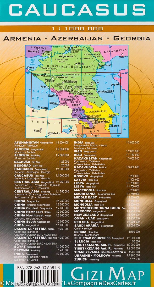 Carte géographique - Caucase | Gizi Map carte pliée Gizi Map 
