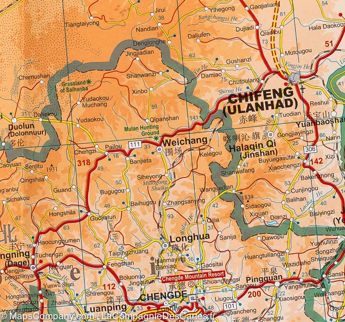 Carte géographique - Chine Centre 2 | Gizi Map carte routière Gizi Map