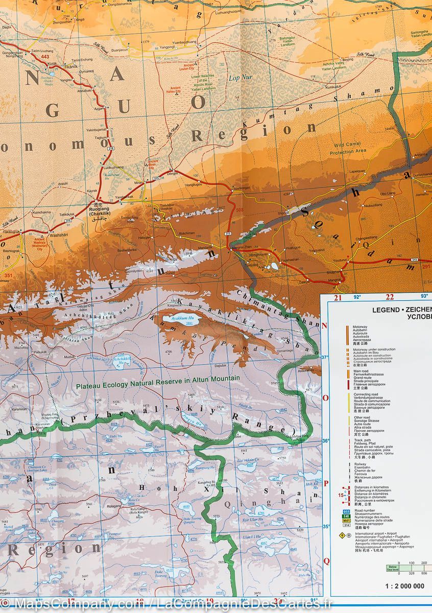 Carte géographique - Chine Nord-Ouest 4 : Xinjiang Uygur région autonome | Gizi Map carte routière Gizi Map