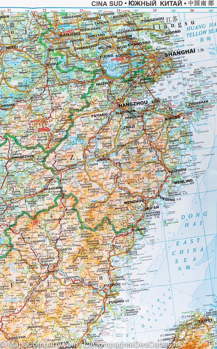 Carte géographique - Chine Sud 1 | Gizi Map carte routière Gizi Map