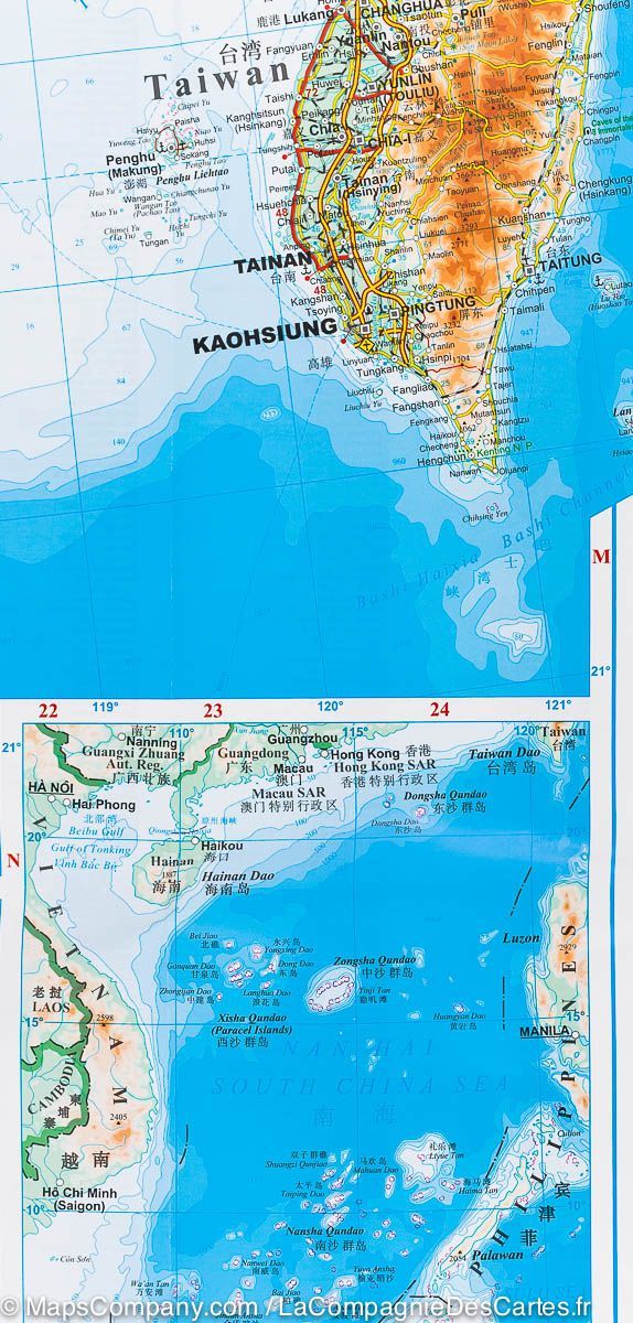 Carte géographique - Chine Sud 1 | Gizi Map carte routière Gizi Map