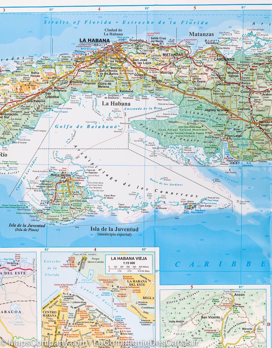 Carte géographique - Cuba | Gizi Map carte routière Gizi Map