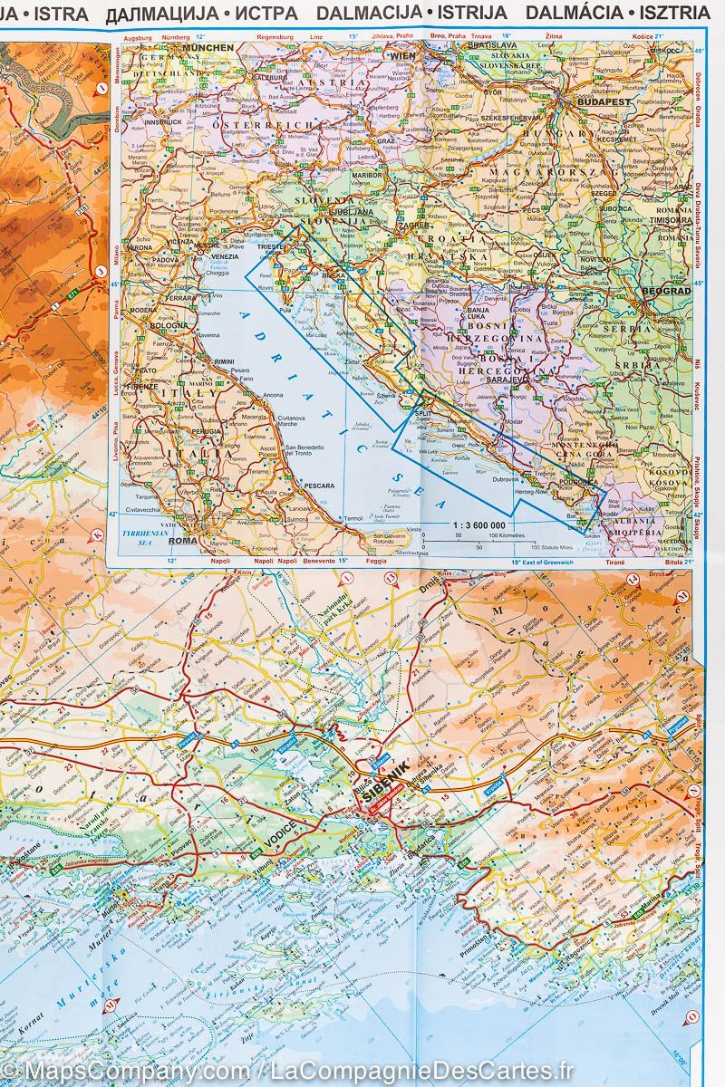Carte géographique - Dalmatie & Istrie | Gizi Map carte routière Gizi Map