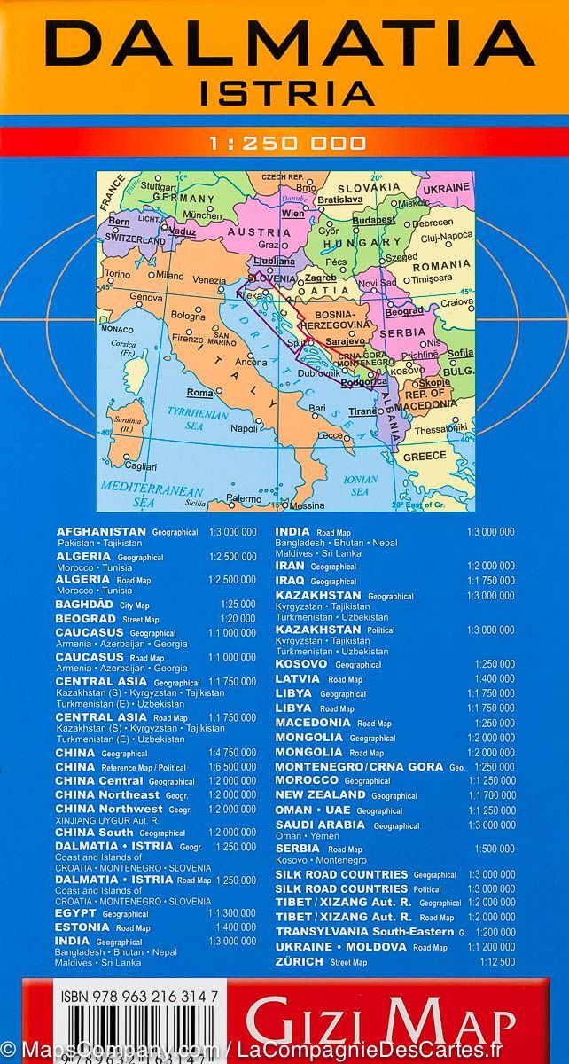 Carte géographique - Dalmatie & Istrie | Gizi Map carte routière Gizi Map