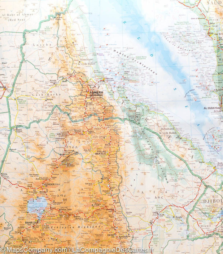 Carte géographique - Ethiopie, Erythrée, Djibouti & Somaliland | Gizi Map carte pliée Gizi Map 