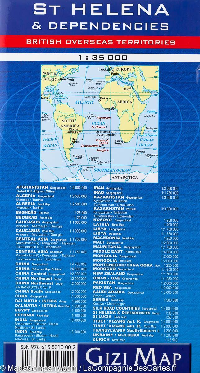 Carte géographique - îles Sainte Hélène, Ascension et Tristan Da Cunha | Gizi Map carte routière Gizi Map