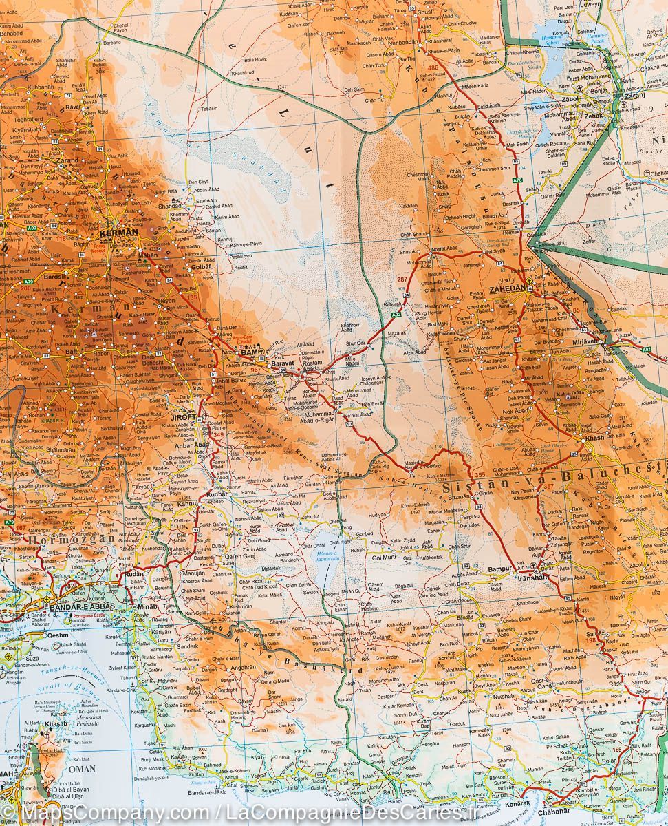 Carte géographique - Iran | Gizi Map carte routière Gizi Map