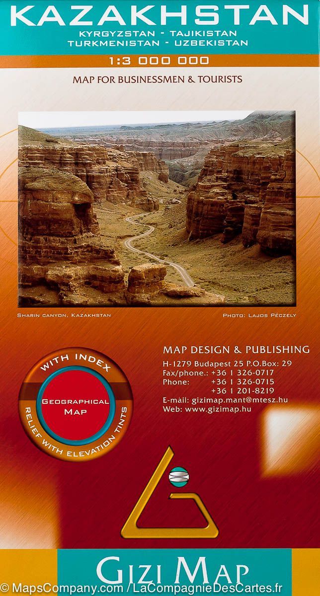 Carte géographique - Kazakhstan, Kyrgyzstan, Tajikistan, Turkmenistan & Ouzbekistan | Gizi Map carte pliée Gizi Map 