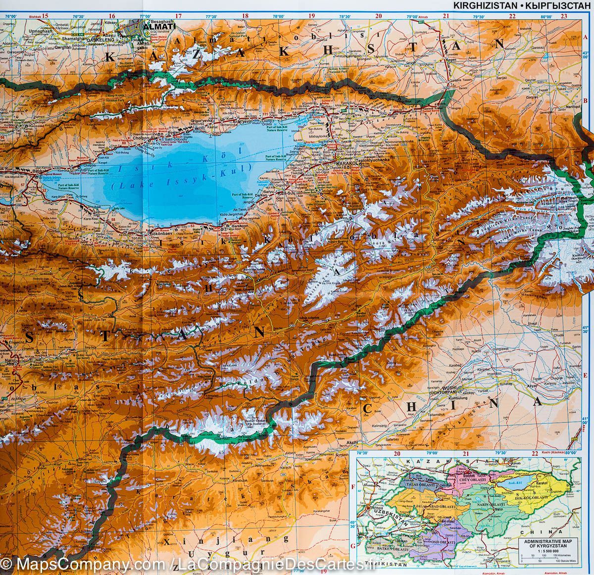 Carte géographique - Kyrgyzstan | Gizi Map carte routière Gizi Map