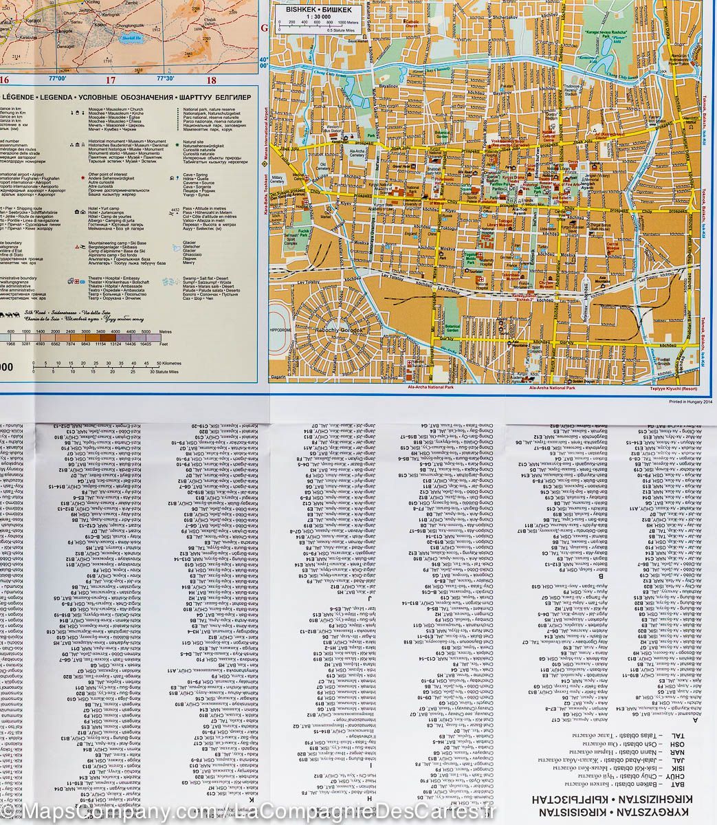 Carte géographique - Kyrgyzstan | Gizi Map carte routière Gizi Map