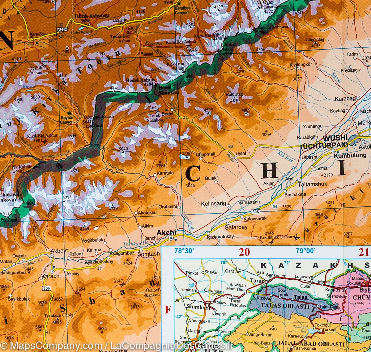 Carte géographique - Kyrgyzstan | Gizi Map carte routière Gizi Map
