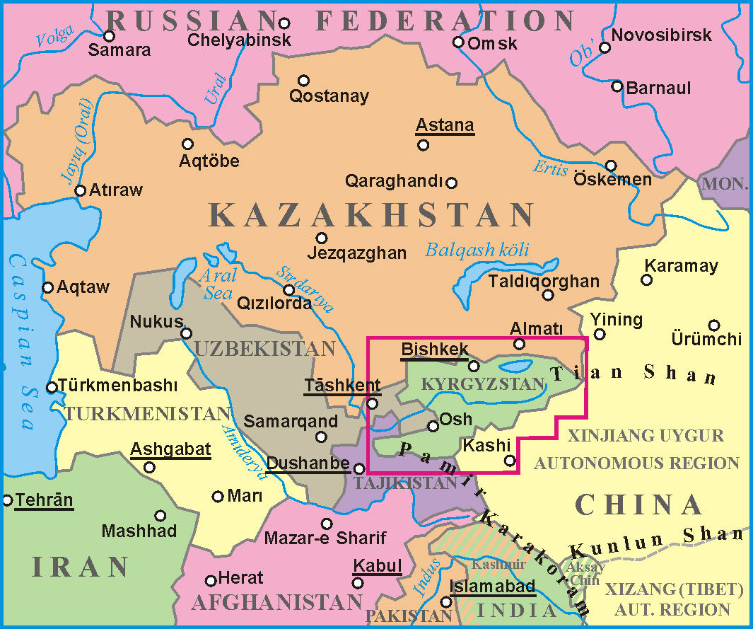 Carte géographique - Kyrgyzstan | Gizi Map carte routière Gizi Map Default Title