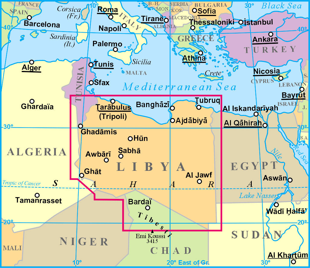 Carte géographique- Libye | Gizi Map carte pliée Gizi Map 