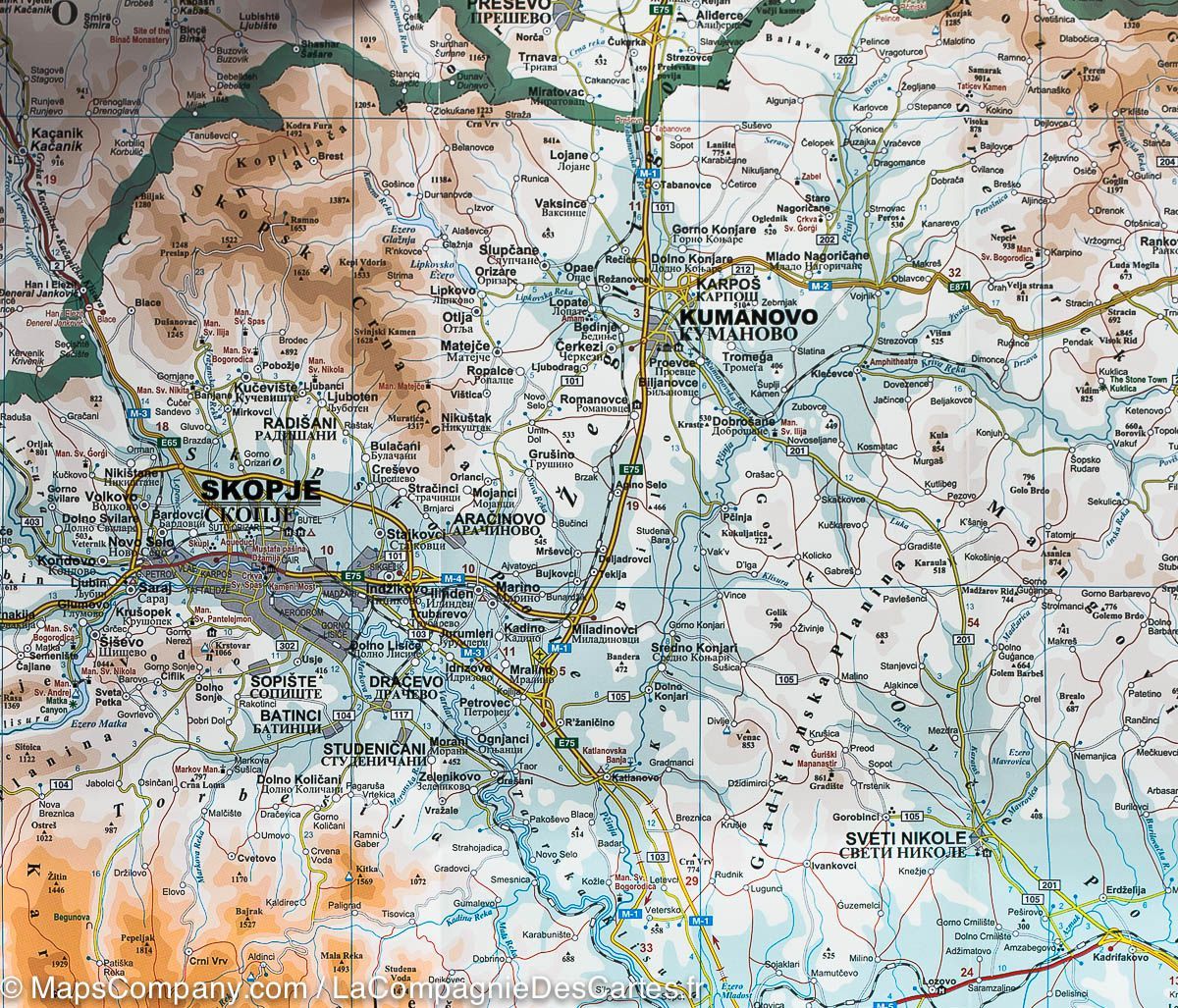 Carte géographique - République de Macédoine | Gizi Map carte routière Gizi Map