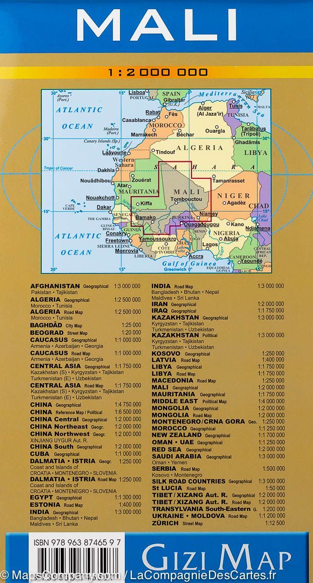 Carte géographique - Mali | Gizi Map carte pliée Gizi Map 