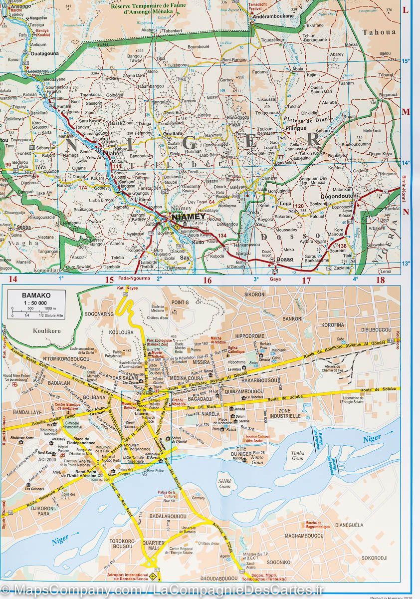 Carte géographique - Mali | Gizi Map carte routière Gizi Map