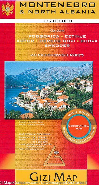 Carte géographique - Monténégro & Albanie Nord | Gizi Map carte routière Gizi Map