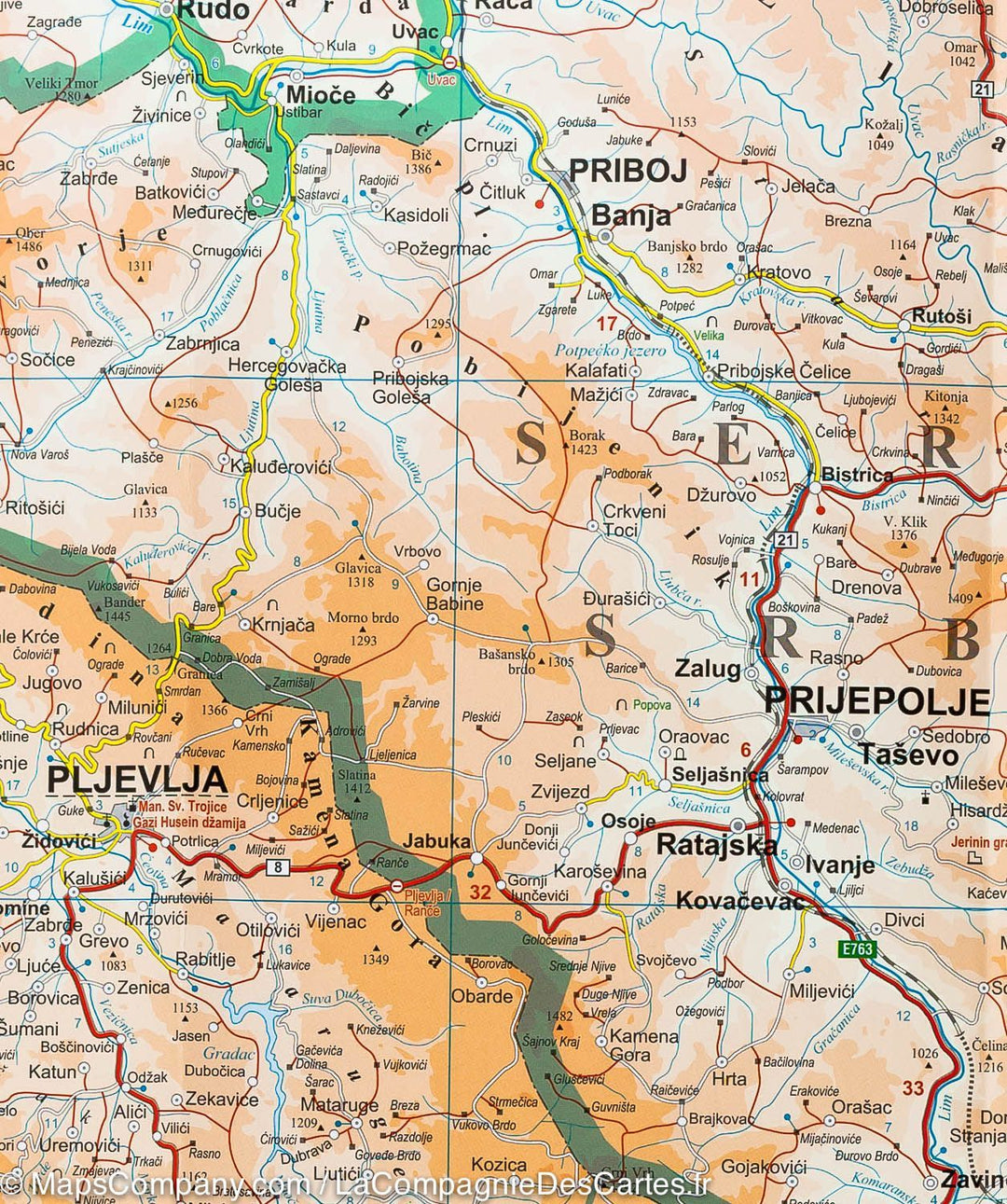 Carte géographique - Monténégro & Albanie Nord | Gizi Map carte pliée Gizi Map 