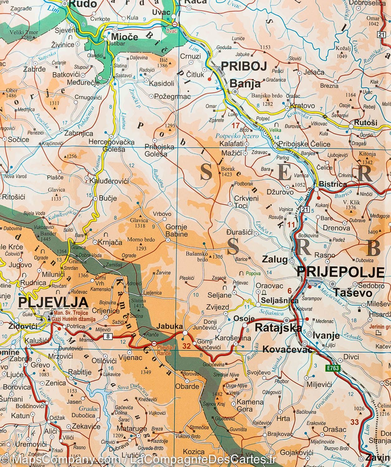 Carte géographique - Monténégro & Albanie Nord | Gizi Map carte routière Gizi Map