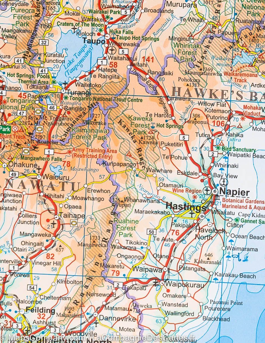 Carte géographique - Nouvelle Zélande | Gizi Map carte routière Gizi Map