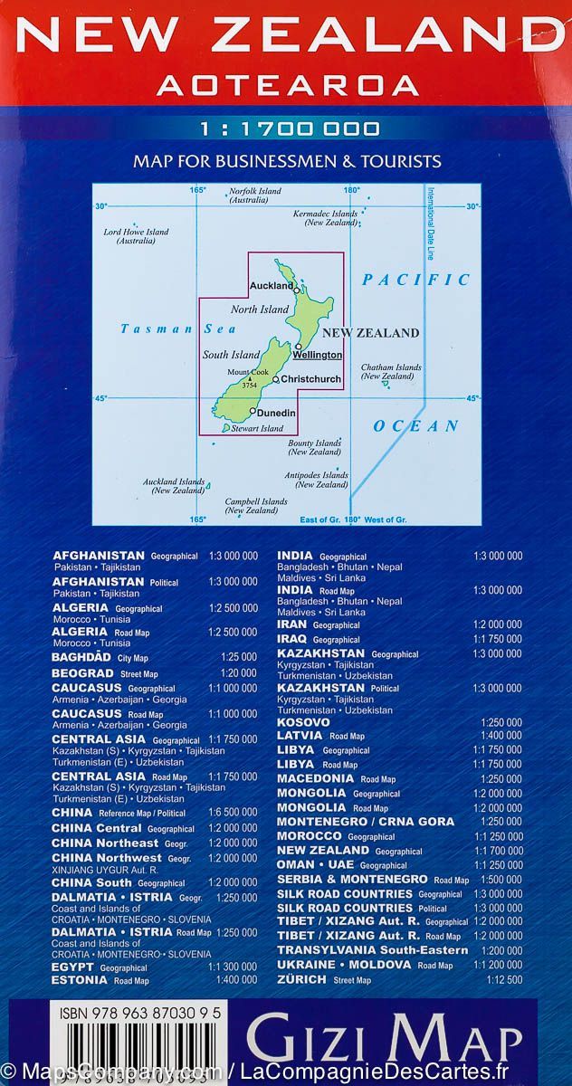 Carte géographique - Nouvelle Zélande | Gizi Map carte pliée Gizi Map 