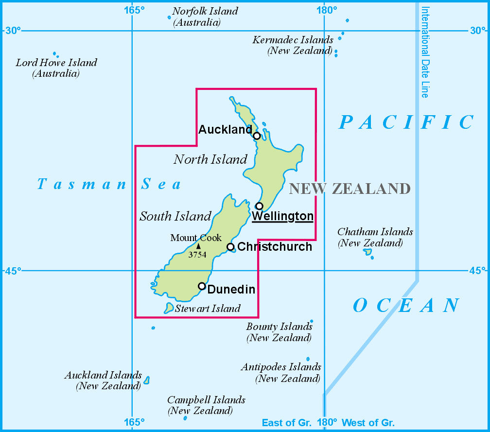 Carte géographique - Nouvelle Zélande | Gizi Map carte routière Gizi Map Default Title