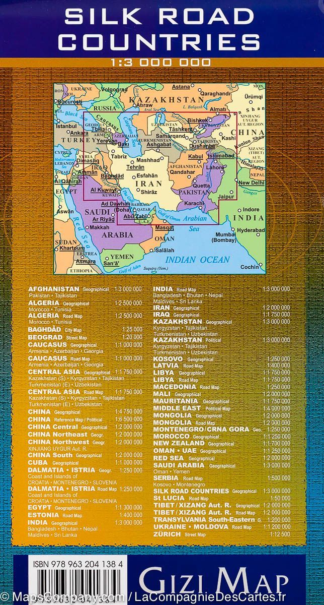 Carte géographique - Route de la Soie | Gizi Map carte routière Gizi Map