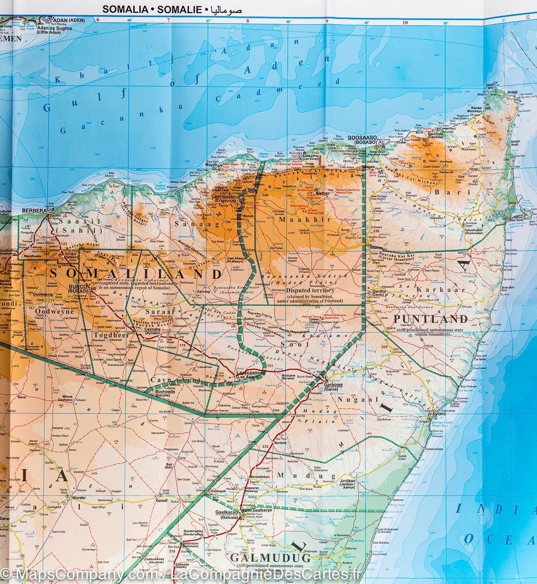 Carte géographique - Somalie | Gizi Map carte routière Gizi Map