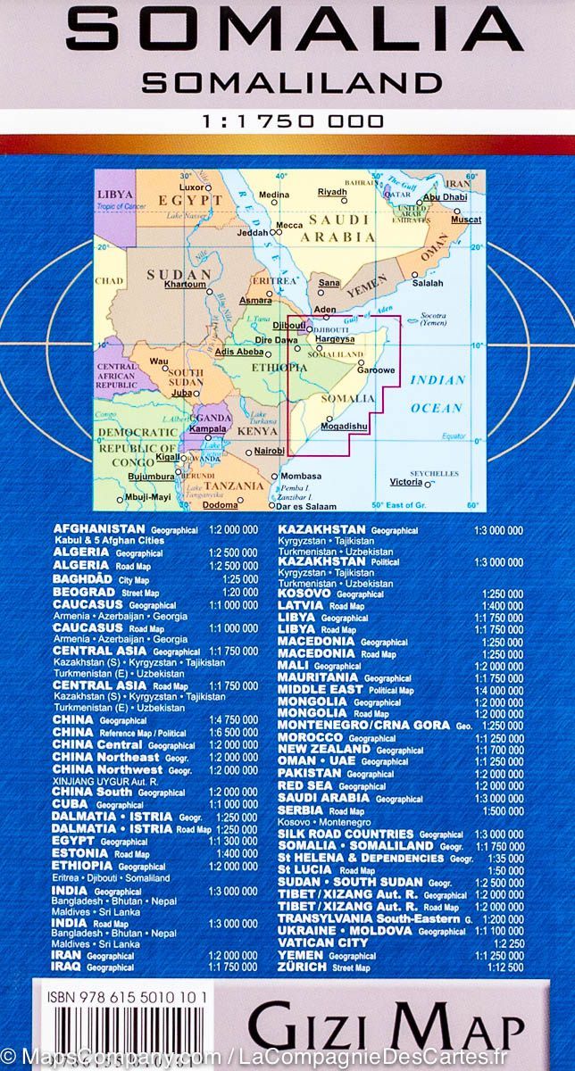 Carte géographique - Somalie | Gizi Map carte pliée Gizi Map 
